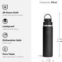 Hydro Flask Water Bottle - Insulated Stainless Steel - Wide Mouth Flex Chug Lid, Non Spill, Leakproof in 24 Oz Tonal Black
