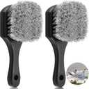 CroBlissful 2 Pcs Bird Bath Cleaning Brush Hard Bristle Stiff Bristle Brush with Plastic Handle Utility Scrub for Bird Feeder Bath Accessories Fountain Outdoor Cleaning(Gray)
