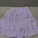THHGPO Women's Basic Mini Skirts Versatile Flared Cotton Ruffle Elastic Waist A-Line Casual Short Skirt (Purple, M)