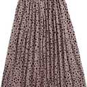 Women's Plus Size Ditsy Floral Flared Midi Skirt Polka Dots Pleated Skirts XL