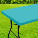 homing Rectangle Table Cloth Cover, Waterproof Polyester Elastic Fitted Tablecloth, Fits for 6 Foot Folding Tables, Washable Table Protector for Picnic, Camping, Outdoor (Turquoise, 30" x 72")