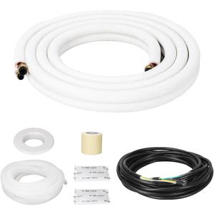 NEAGLORY 10 Ft Mini Split Line Set 1/4" & 3/8" O.D. Twin Copper Tubing Insulated Coil Copper Pipes HVAC for Mini Split AC and Heating Equipment
