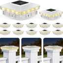 Solar Post Cap Lights 12 Packs for 4x4 Wooden/Vinyl Posts, IP65 Waterproof Fence Post Solar Lights with Warm/Cool/Neutral Lighting, Outdoor Post Lights for Garden, Patio, Porch- White