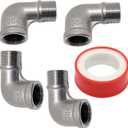 90 Degree Stainless Steel Street Elbow, 3/8" NPT Threaded Cast Pipe Fittings Female x Male with 1 Tape, Thread Inner & Outer Teeth Plumbing Accessories (4Pcs)
