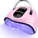 UV Gel Nail Lamp 120W LED Nail Light Fast Nail Dryer for Gel Polish Curing with 4 Timers Portable Handle Large Space Automatic Sensor(Pink)