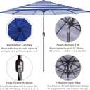 Blissun 10FT Outdoor Patio Umbrella, Outdoor Table Umbrella, Yard Umbrella, Market Umbrella with 8 Sturdy Ribs, Push Button Tilt and Crank