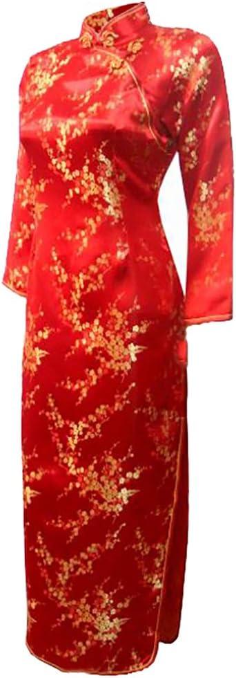 7Fairy Women's Wedding Red Floral Long Sleeve Chinese Dress Cheongsam (8)