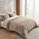 Lotus Karen Fluffy Comforter Cover Set - Rabbit Fluff Faux Fur Linen Duvet Cover Full Size Plush Fuzzy Furry Bedding Sets 3Pieces(1 Duvet Cover & 2 Pillow Shams) Zipper