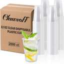 Clawsoff 2000 Pack 9 oz Clear Plastic Cups, 9 Ounce Disposable Drinking Cups for Party, Event, Picnic, Cold, Hot
