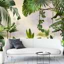 Bormia Tropical Leaf Wall Mural Wallpaper Green Monstera Forest Palm Tree Murals for Living Room Bedroom TV and Sofa Background Kids Rooms