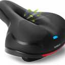 TONBUX Comfortable Bike Seat for Men Women with Dual Shock Absorbers, Memory Foam Bicycle Seat with Waterproof Cover, Padded Bike Saddle for Commuter, Mountain, Stationary, Cruiser Bike