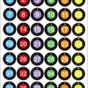 6 x 1-40 Numbers Round Labels Stickers, 1 Inch Self-Adhesive Small Number Stickers Colorful Border Round Label for Classroom, Office, Organizing Inventory Storage (504Pcs)