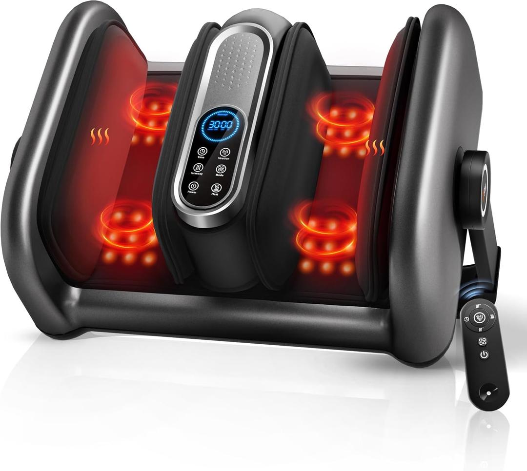 JZBRAIN Pro Shiatsu Foot Massager with Heat for Plantar Fasciitis | L1-L9 Compression, Roller Kneading, Vibration, Soothing Heating, Remote Control, Adjustable Stand for Flat or Angled Use