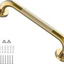 Gold Shower Grab Bar w/Anti-Slip Knurled Grip 20 Inch, Zepolu Wall Mounted Stainless Steel Bath Grab Bar,Safety Balanced Handrail, Handicap Injury Elderly Senior Assist Support Textured Handle