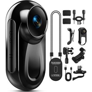 Mini Body Camera 1080P, 512G Thumb Action Camera Hands-Free Recording, Magnetic Vlogging Cam with 360 Rotate, Wearable Video Recorder for CyclingTraveling/Motorcycle(SD Card Not Included) Black
