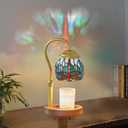Dragonfly Tiffany-Style Candle Warmer Lamp with 2 Bulbs - Handcrafted Stained Glass, Height-Adjustable Timer & 4 Dimmer Levels, No Assembly Required, Fits Jars up to 5"