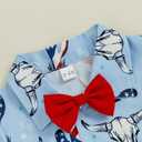 Baby Boy 4th of July Outfit American Flag/Popsicle/Cactus Dress Shirt Bodysuit Lapel Button Short Sleeve Romper (3-6 Months, Light Blue)