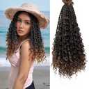 Boho Island Twist Crochet Hair 8 Packs 18 Inch Pre-Looped Goddess Senegalese Twist Crochet Hair with Curly Ends Boho Style Braids for Women T1B/30#
