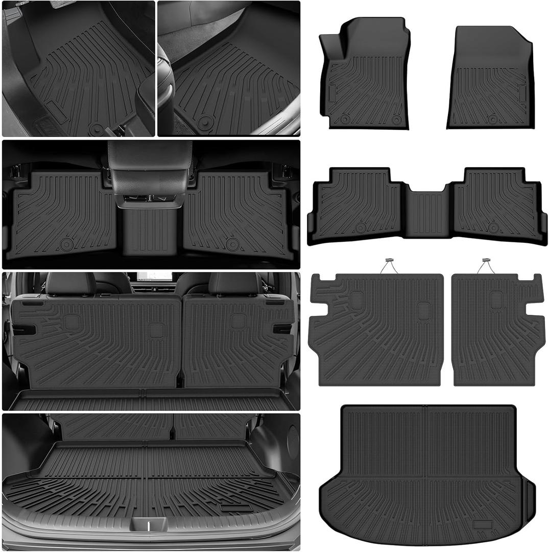 Seltos Floor Mats - Car Mats for Kia Seltos 2024-2026, All Weather Full Set Cargo Liner with Backrest Mat for Seltos Accessories, Heavy Duty Waterproof, Black