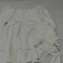 LYANER Women's Lantern Long Sleeve Wrap Tie Back Square Neck Double Layer Ruffle Hem A Line Short Mini Dress (White), Size: S