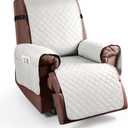KinCam 100% Waterproof Recliner Chair Cover, Reclining Couch Covers for Pets, Dogs, Recliner Couch Slipcover Furniture Protector with Elastic Straps for Kids(30", Beige White)