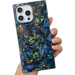 BANAILOA Compatible with iPhone 16 Pro Case Rectangle for Women,Luxury Sparkle Colorful Shell Protective Soft Slim Girly Cover Designed for iPhone 16 Pro - 6.3 inch (Black Shell)