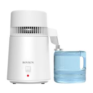 ROVSUN Upgraded 1.1 Gallon/4L Water Distiller Countertop Distilled Water Machine with Flame-Retardant Material, BPA-Free Container & Stainless Steel Interior, 750W Distilled Water Maker Purifier