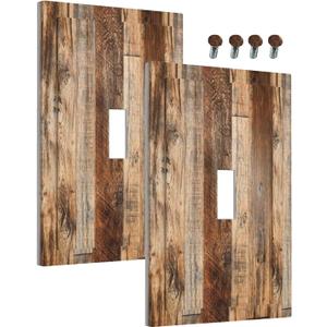 Decorative Light Switch Cover Plate Vintage Yellow Brown boards Tan Wood Plank 1 Gang Wall Plate Cover Single Toggle Switch Plate Covers Jumbo Electrical Switchplate Receptacle 2Pack
