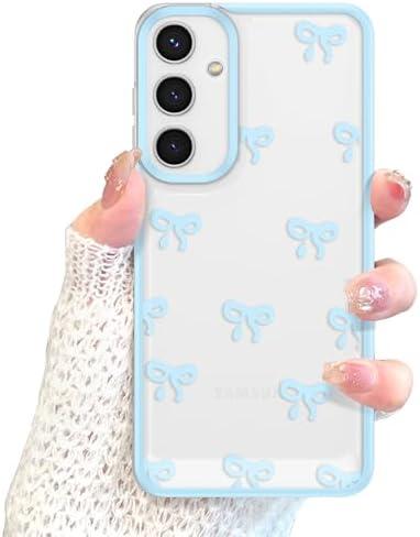 EYZUTAK Case for Samsung Galaxy S25 Plus, Clear Cute Ribbon Bowknot Pattern Aesthetic Transparent Phone Case Raised Camera Protection Stylish Slim Soft Durable TPU Protective Cover for Women -2pcs