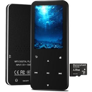144GB MP3 Player, Bluetooth 5.2 Music Player, HiFi Sound Digital Music, Built-in HD Speaker, FM Radio, Voice Recorder, Earphones Included, MP3 Player for Friends, Kids, Students, Seniors (Black)