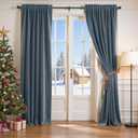jinchan Velvet Curtain for Living Room, Blue Thermal Insulated Luxury Drape for Bedroom 96 Inch Long, Stylish Design Super Soft Privacy Room Darkening Window Treatment Rod Pocket 1 Panel, Aegean Blue