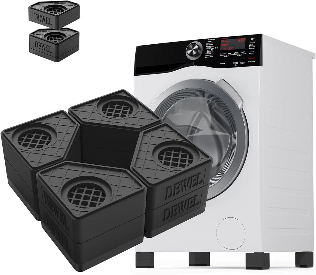 SEISSO Anti Vibration Pads for Washing Machine Support, Pedestal for Washer and Dryer with 1100 lbs Weight Capacity, Double Heighten Washing Machine Foot Pads for Anti Slip Protect Laundry Room Floor (Black)