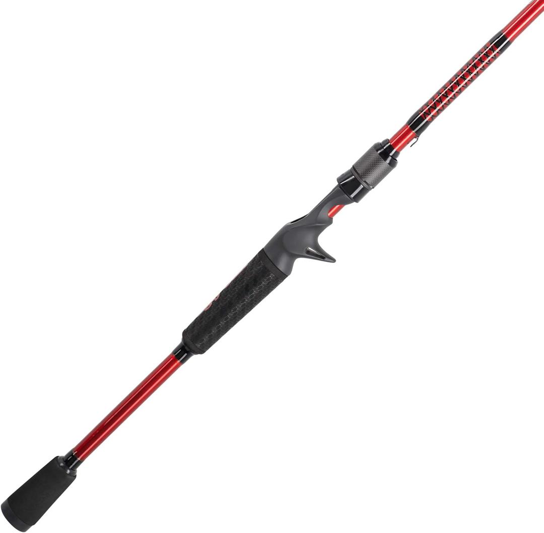 Ugly Stik 6’6” Carbon Casting Rod, One-Piece, 8-17lb Line Rating, Medium Power, Fast Action, 1/ 4-5/ 8 oz. Lure Rating, Red/ Black