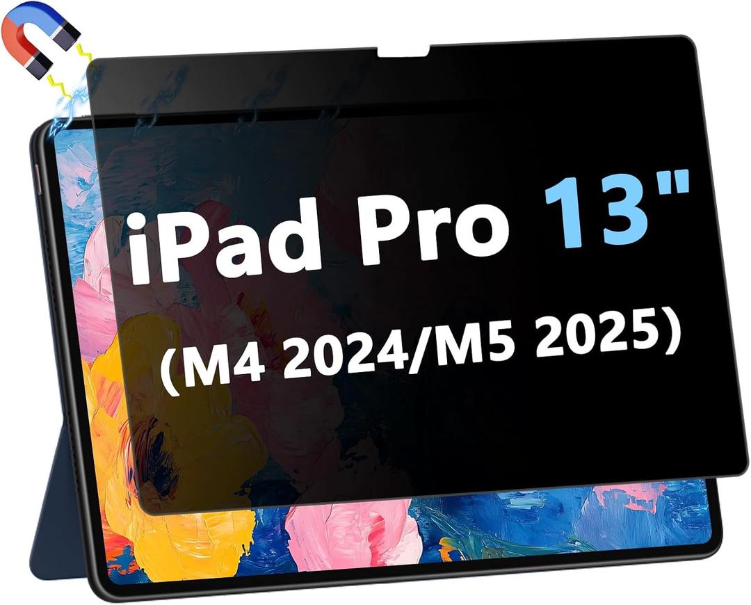 Magnetic Privacy Screen Protector for iPad Pro 13 Inch M4 2024/M5 2025 (7th/8th Generation), Anti-Glare & Blue Light Filter, Removable Privacy Film for iPad Pro 13", Easy Magnetic Attachment