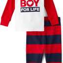 The Children's Place baby boys Button Long Sleeve Top and Pants Snug Fit 100% Cotton 2 Piece Pajama Set (3T)