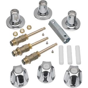 3 Handle 39619 Bathtub and Shower Remodel/Rebuild Trim Kit Compatible with Price Pfister Verve Faucets, Shower Faucet Knob Kit Includes 12H2H 12H2C 12H18D Stems, Chrome knob Handle and Flange Base