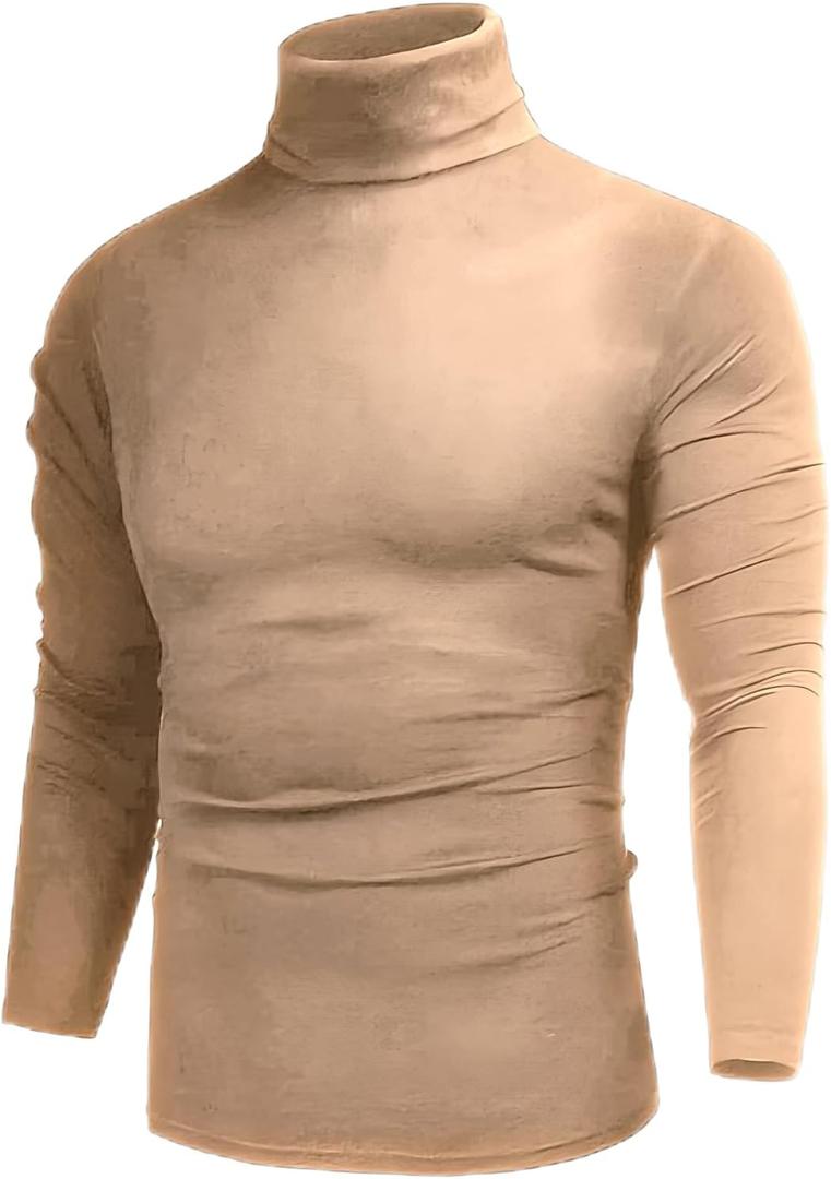 GAGELE Mens Casual Slim Fit Basic Shirt Knitted Lightweight Pullover Turtleneck Sweater (Black, XXL)