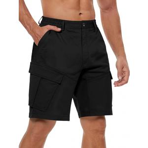 4 x Men's Cargo Shorts Drawstring Classic Chino Stretch Shorts with 6 Pockets, Large