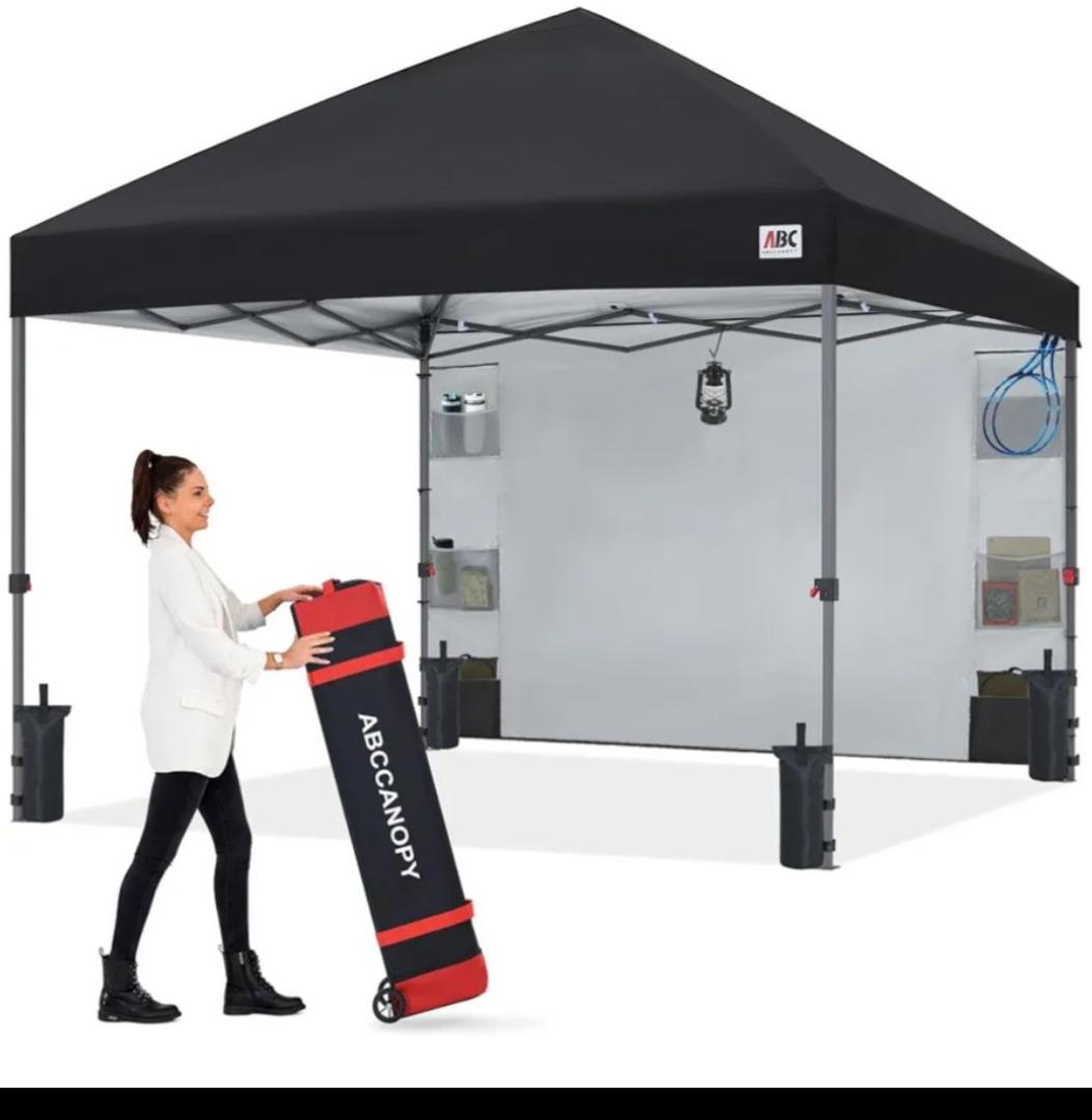 ABCCANOPY 10x10 Heavy Duty Pop Up Canopy Tent with Storage Sidewall, Black
Easy Setup, Portable Wheeled Carry Bag, UV50+, Sand Bags, Stakes & Guy Lines Included, For Beach, Market, Backyard