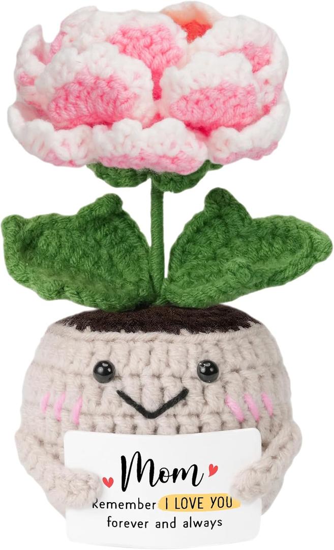 HEXMOZ Valentines Day Gifts for Mom from Son, Daughter - I Love You Mom Handmade Collectible Peony Doll - Gift Ideas for Mothers, Mamas, Mother-in-Law, Birthday, Mothers Day, Christmas