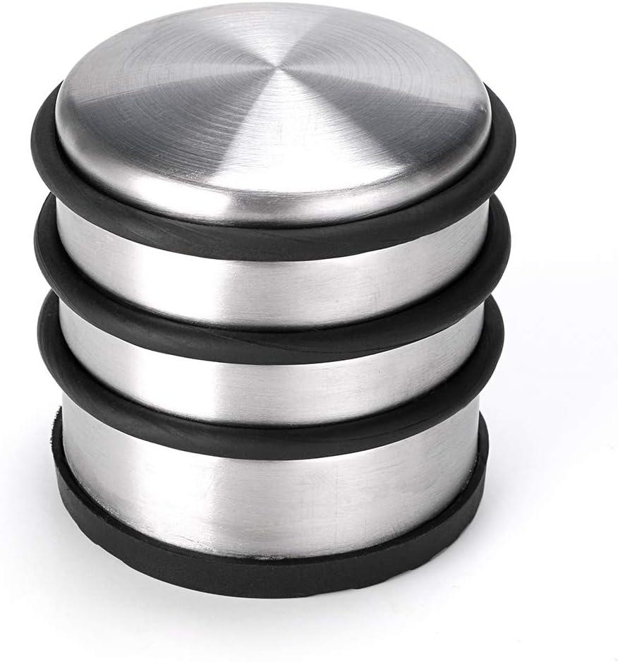 Heavy Duty Floor Door Stopper No Drill, Durability Stainless Steel Door Stops with Anti-Skid Rubber - Contemporary Decorative Safety Door Wedge for Home Office Commercial Industrial , 3 Pack