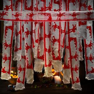 Halloween Decorations Creepy Blood Bandage, Haunted House Decor Scary Gauze Bandage, Crime Scene Props for Mummy, Cosplay Parties and Door Curtains(Palm Pattern,131ft)