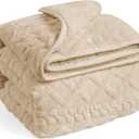 Wemore Weighted Blanket for Adults Twin Size 15 lbs, Dual Sided Soft Fuzzy Jacquard Sherpa Weighted Blankets for Sleeping, Cozy Fluffy Knitted Heavy Blanket for Couch Bed, Khaki, 60 x 80 inches