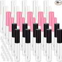 Blulu 30 Pcs 10 ml Lip Gloss Tubes Bulk Empty Refillable Lip Balm Bottle Clear Plastic Gloss Container Reusable Lipstick Bottle with Rubber Insert for Women DIY Lipgloss Cosmetics(Pink, Black, White)