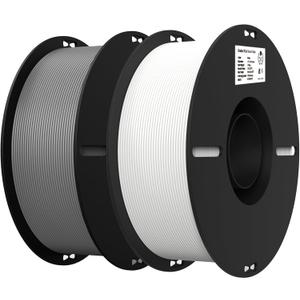 Creality 3D Printer Filament, PLA Filament 1.75mm Bundle for 3D Printing, Ender PLA Filament 3D Printers, No-Tangling, Strong Bonding & Overhang Performance, Accuracy +/- 0.02mm (White & Grey 2-Pack)