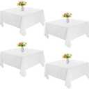 4 Pack Square Table Cloth 52x52 Inch White Tablecloth Machine Washable Fabric Polyester Table Cover for Dining, Buffet Parties, Picnic, Events, Weddings and Restaurants, White