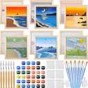 Feifeiya 6 Sets New 3D Sand Pre Drawn Canvas Paint Party Sets Adults with Frame Sand DIY Painting Kits Craft Texture Painting Art for Sip and Paint Party Adult Beginners Gifts