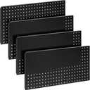 4Pcs Metal Pegboard Panels 24"x12" for WallPeg Boards for Garage Tools Pegboard Storage Organizer for Workbench, Shop,Bathroom,Office and Gaming Setup (Black, 24" x 12")