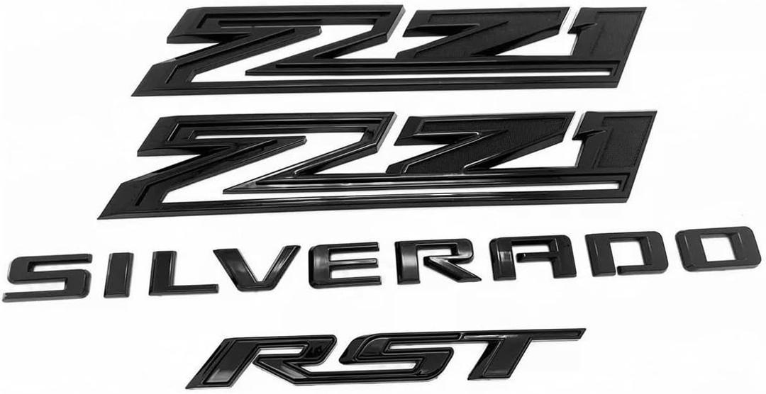 Set of 4pack OEM Silverado Plus Z71 RST Emblems 3D Badges Compatible with for Silverado 2019-2025 Parts 86539786 (Black)