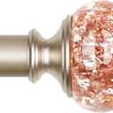 Curtain Rods 32 to 58 Inches (2.6-4.8ft), USFOOK 7/8 InchTelescoping Splicing Drapery Rods for Windows 20 to 54 Inch, Decorative Curtain Rod for Home Decor with Rose Gold Translucent Finials